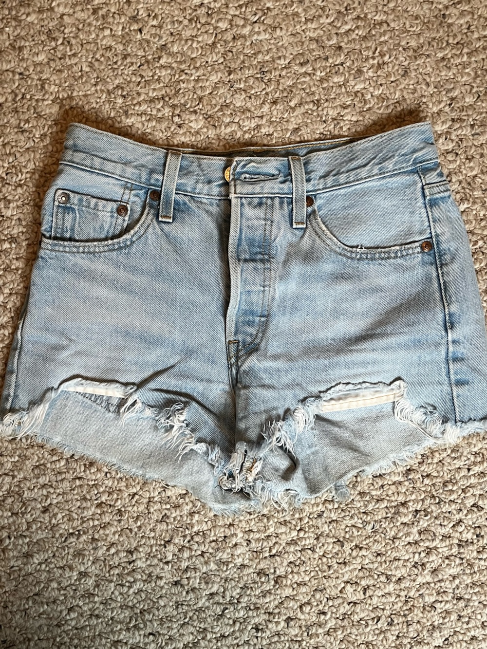 Levi's Light Blue Distressed Denim Jean Shorts